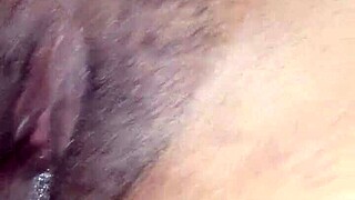 playing with the pussy close up on natural tits and big black cock