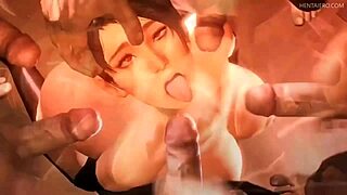 In a 3d compilation, characters engage in blowjob and sex scenes with big tits and ass
