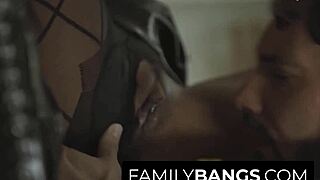 White Stepdad Cums on Black Stepdaughter Scarlit Scandal's Mouth