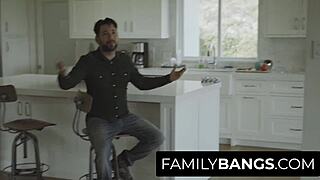 White Stepdad Cums on Black Stepdaughter Scarlit Scandal's Mouth