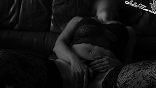 Watch the busty milf masturbate her pussy with a dildo in sexy lingerie