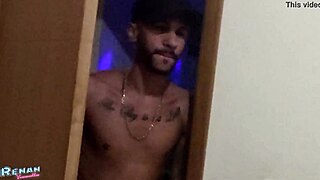 Gay guys review at friends house, ends with bareback fucking and cumshots everywhere