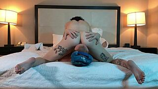 have you seen this hot tatted petite beauty licking pussy?