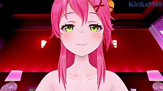 Sakura Miko and Akai Haato have intense sex with creampie in hentai