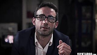 Confused busty milf interacts with a group of guys