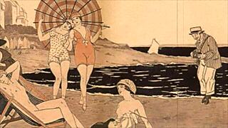 Vintage erotic cartoon illustration from old archives