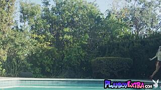 Hot Lesbians Charly Summer And Jazlyn Ray Play Tig Naked By The Pool, Showing Big Tits And Pussy