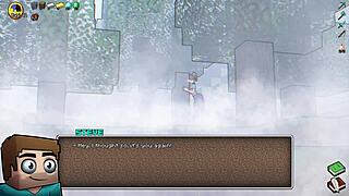 Hot Underwear Blowjob with Big Tits in Hornycraft Parody