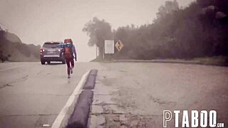 Petite Zoey Monroe in a hot cowgirl and doggystyle scene in the middle of nowhere