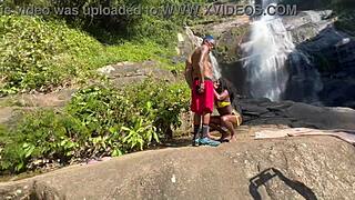 damn, we took hot pretinha to waterfall for wild banging!