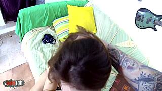 Beautiful latina brunette silvia griso gets cum in mouth from kevin white