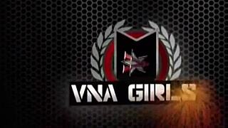 three steamy brunettes, lynn vega and makayla cox, play with strapons in stockings