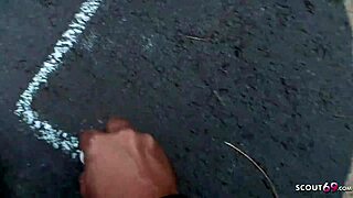 Young German teen 18+ gives blowjob for money on playground