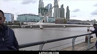 Latino muscle guy paid cash for first gay bang