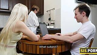 Slender Blonde Teen Rides Stepbro in Cowgirl for First Time