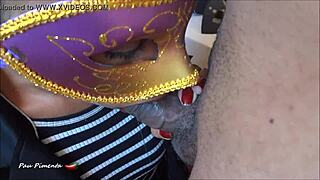 Married woman struggles with huge cock oral