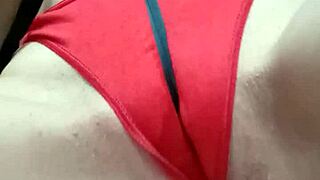 Playing with tape and underwear resulted in a wet pussy