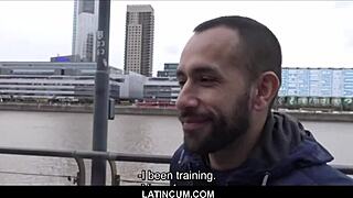 Latino muscle guy paid cash for first gay bang