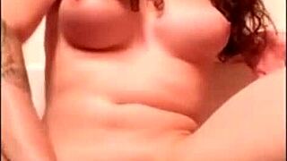 Hot Tranny Rides Dildo Hard While Stroking!