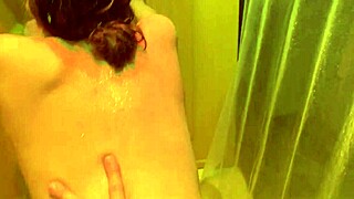 Amateur couple in shower, she throws ass back on dick
