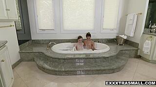 Petite Gracie Green and Tara Ashley Fuck in 3-Some Blowjob Group