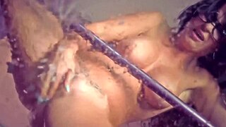 Hot brunette rubs pussy hard!