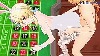 Paimon, Lumine, and Aether in Wild Genshin Impact Hentai Sex Scene