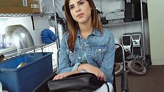 Cute brunette impaled