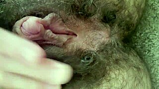 Fingering my hairy slutty hole close up