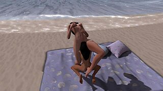 Beach blanket bliss with girlfriend