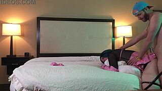 TS in Chastity Bent Over for Doggy Style Action