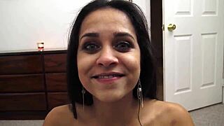 Abby lee brazil gives messy pov blowjob and facial