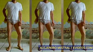 i saw this mature gay man alejandro mistral dancing in wet white underwear, so hot.