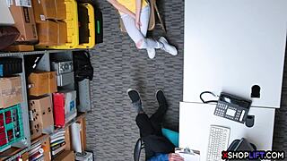 russian slender teen 18+ shoplifts and gets punished with hard fucking at the store