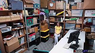 russian slender teen 18+ shoplifts and gets punished with hard fucking at the store