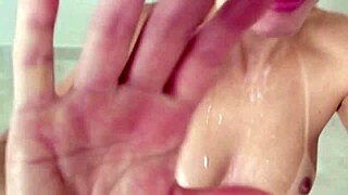 Tanned prostitute gets a facial and a cumshot on her tits