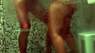 Wife gives blowjob in the shower and swallows cum