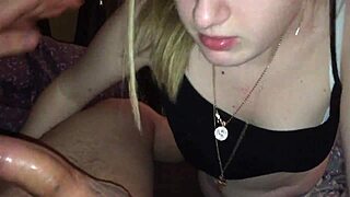 Russian teen gives nice blowjob at home