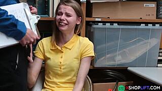 russian slender teen 18+ shoplifts and gets punished with hard fucking at the store