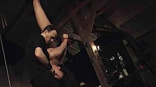 Ballgagged Teen in Leather Takes Hard Bondage Punishment Fuck