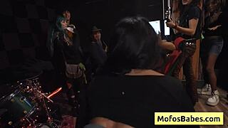 nia bleu's natural big tits get fucked by brett maker during band rehearsal.