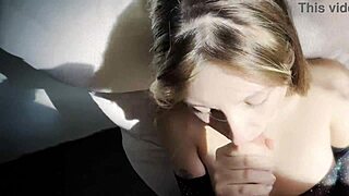 Sexy blonde hottie sucks cock with passion. Russian beauty delivers intense facial in wild anime-style blowjob scene.