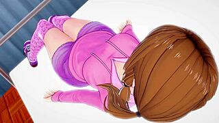 Does stepsister want to play with her feet in pink socks?