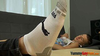 Twinks hot soles spunked footjob