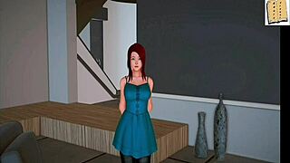 in my new family 52, the redhead with big tits plays a wild erotic game sideways