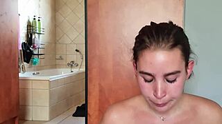 gathering saliva while fucking throat with dildo