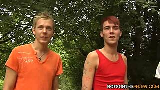 mark lloyd has outdoor cock sucking action with his friends.