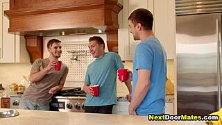 college roommates host gym buddies for wild bareback gay orgy