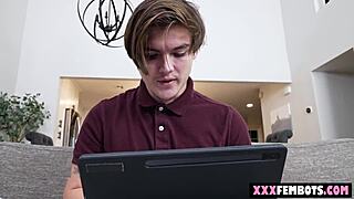 Young man buys a hot brunette sex machine for cuddling and hardcore sex