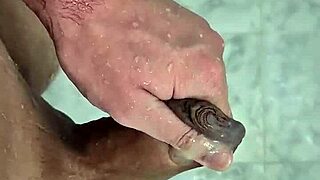 enjoying a solo cum in the shower.